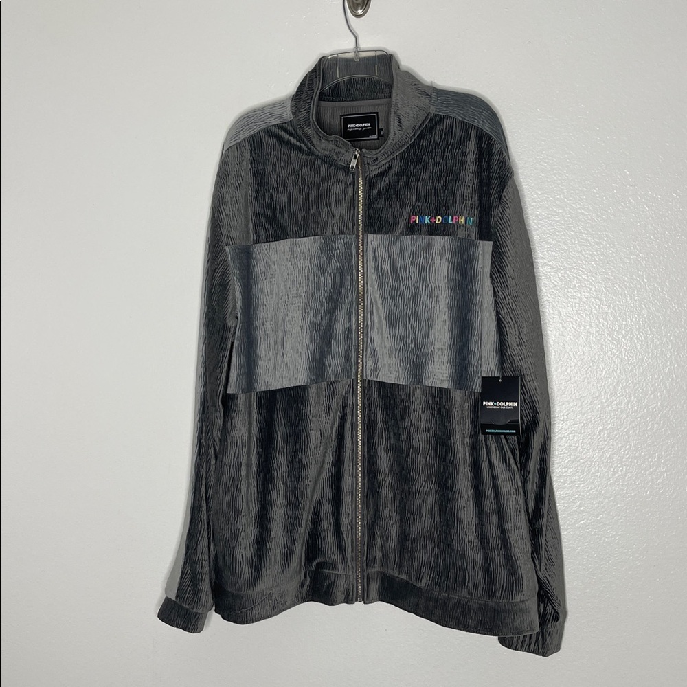 Pink Dolphin Velour Wave Limited Edition Grey Full Zip Track Jacket Size XXL New